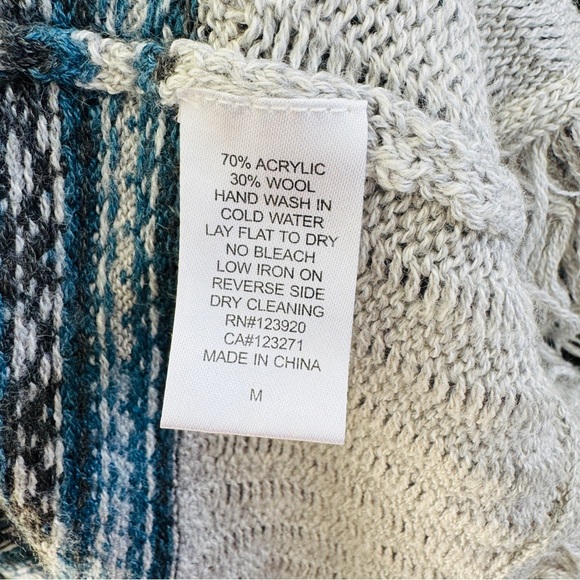 Revolve LAmade Women Knit Fringe Wool Cardigan Gray blue Medium Western Bohemian - Picture 4 of 7